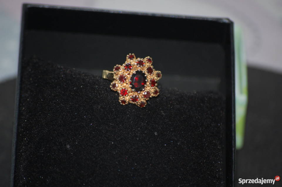 CUDNY KOMPLET BROSZKA PIERŚCIONEK KOLCZYKI ZŁOTO złote łódzkie Sieradz