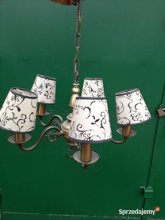 Lampa żyrandol mosiężny ozdobne klosze artabażur śląskie
