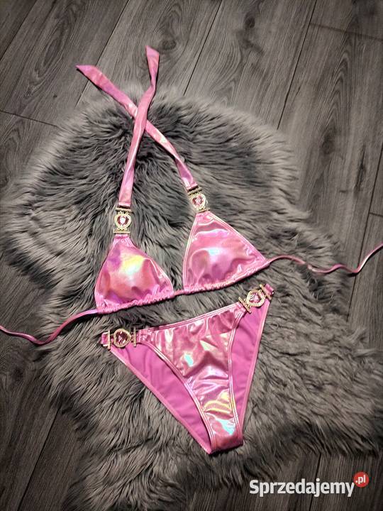 Bikini strój kąpielowy różowy połysk holo dolnośląskie Kłodzko sprzedam