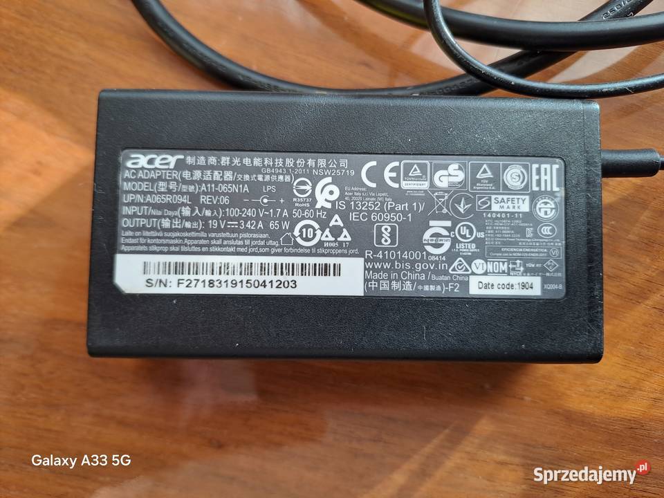 Acer a51556g zasilacz oryginalny Nysa