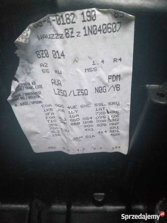 Audi a2 na części LZ5Q 14 aua mazowieckie