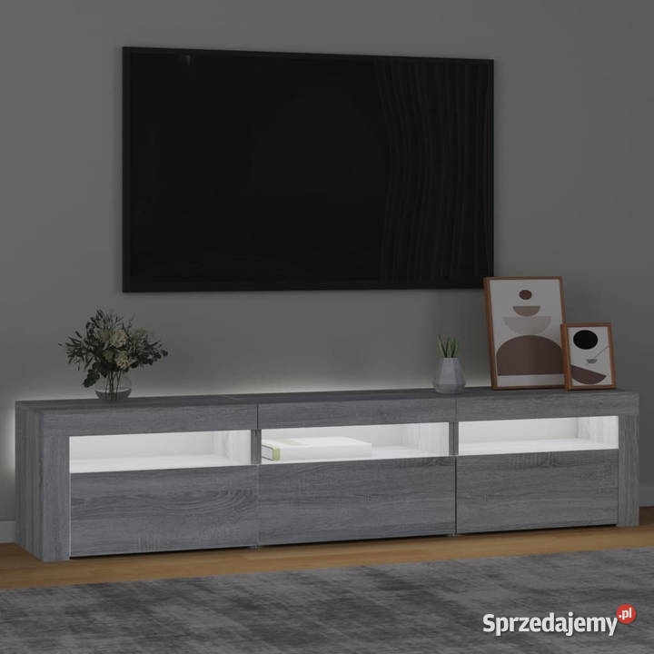 Szafka pod TV z oświetleniem LED szarość sonoma RTV Warszawa sprzedam