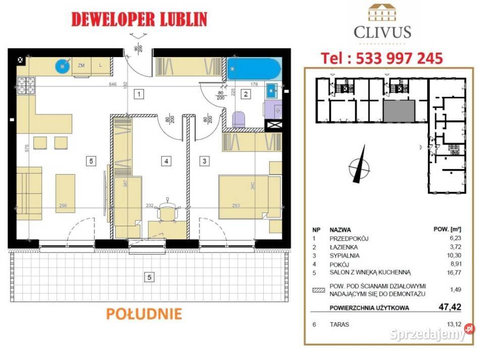 sprzedaży mieszkania 4742m2 3 pokojowe Lublin