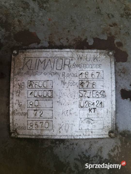 Wentylator osiowy dmuchawa Klimator R600 Pozostałe sprzedam