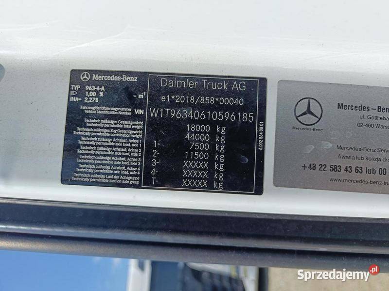 MERCEDESBENZ ACTROS 1845 LSNRL 2022 1280900 ccm 449KM Warszawa sprzedam