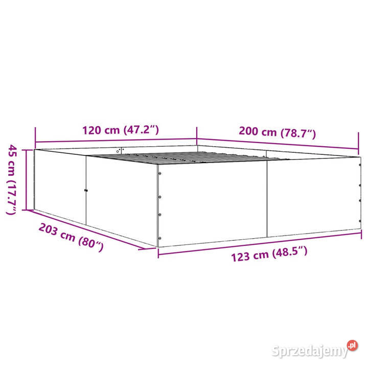 Rama łóżka przydymiony dąb materiał 203cm Warszawa