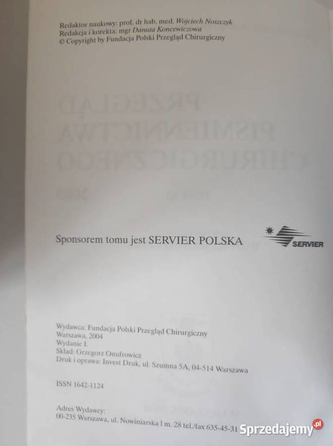 Przegląd piśmiennictwa Chirurgicznego 2003 świętokrzyskie Kielce