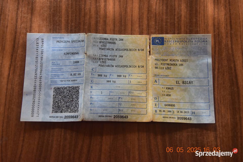 przyczepa kempingowa Knaus 450 Eiffeland Łódź sprzedam