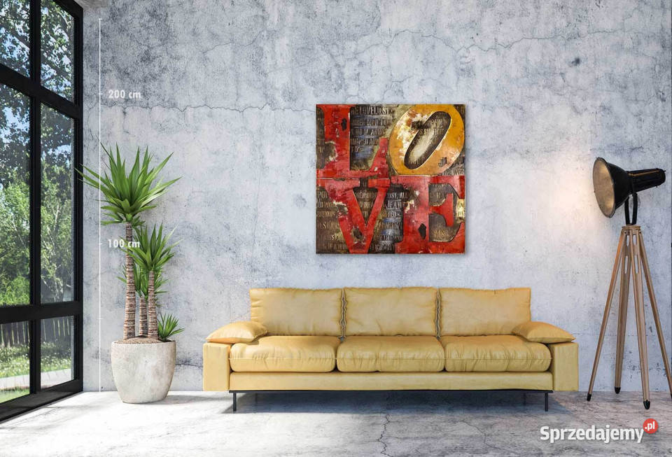Obraz metalowy 3D LOFT SCRIPT LOVE 100x100 inny kolor Chmielnik