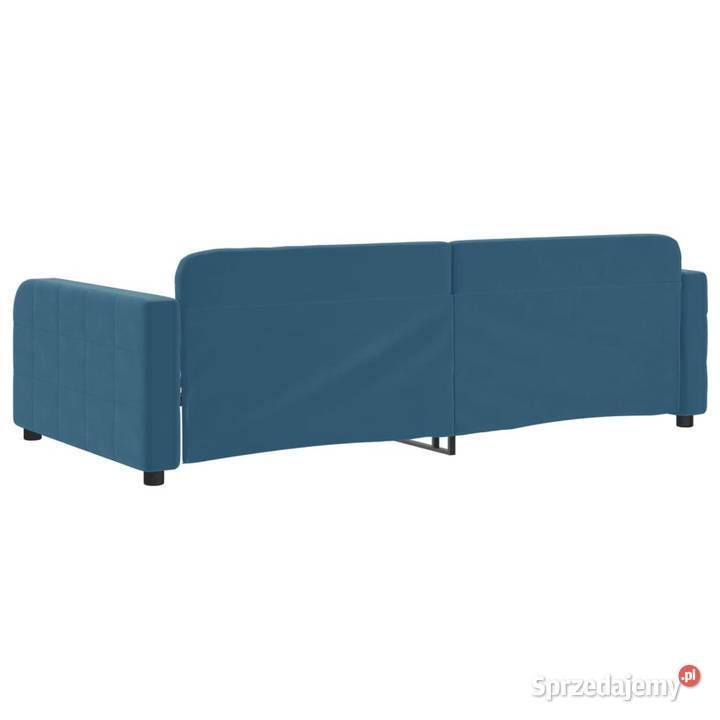 Sofa z funkcją spania niebieska obita aksamitem Warszawa
