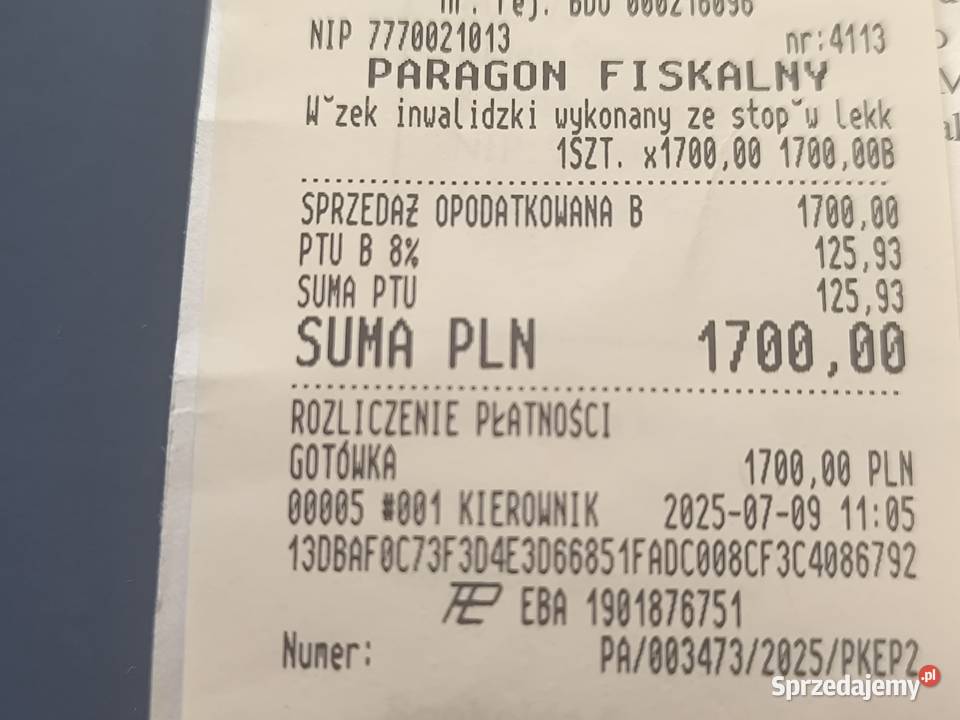 Wózek inwalidzki nowy z fakturą i gwarancją wielkopolskie Kępno