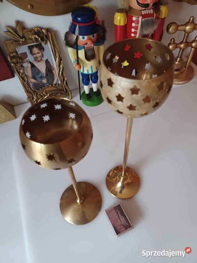 Komplet dwóch lampionów mosiężnych Poznań sprzedam