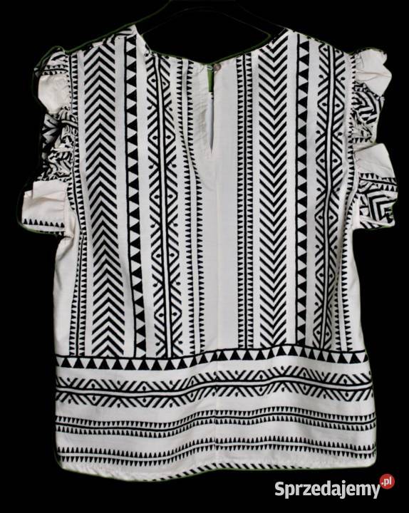 bluzka satynowa z printem Blue Royal czarny mazowieckie Warszawa