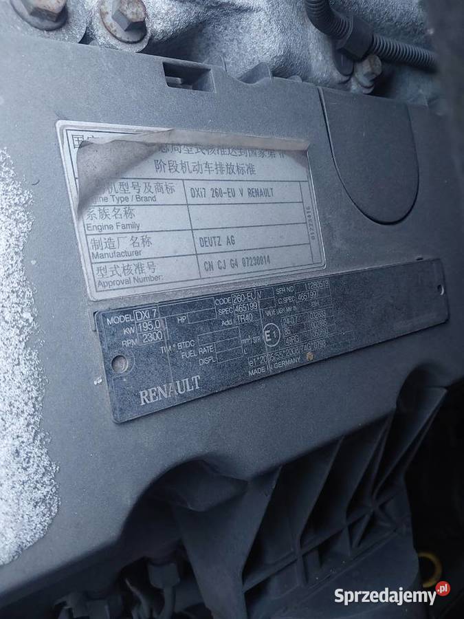 SILNIK RENAULT PREMIUM DXI7 260 EURO5 Deutz Pleszew