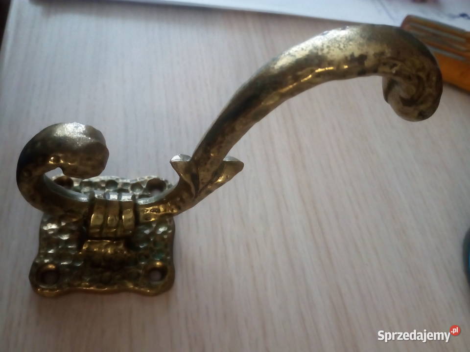 Dekoracyjny mosiezny wieszak hak lata 60te Kraków