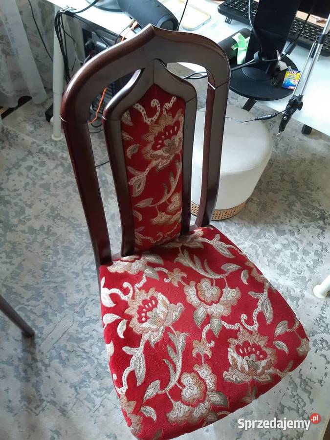 Drewniane tapicerowane krzesła do jadalni 103cm łódzkie sprzedam
