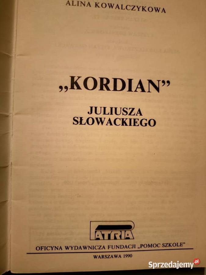 Kordian Słowackiego analiza lektury Księgarnia mazowieckie sprzedam