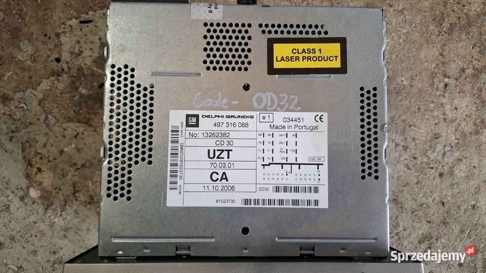 Radio Opel CD30 Delphi Grundig 13262382 UZT Pozostałe