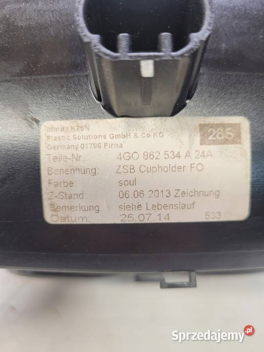 UCHWYT NA KUBKI AUDI A6 C7 A7 4G8 4G0862534A Przystajń