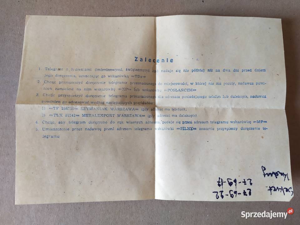 450 TELEGRAM blankiet z PRLu RETRO Stylówka Pozostałe sprzedam