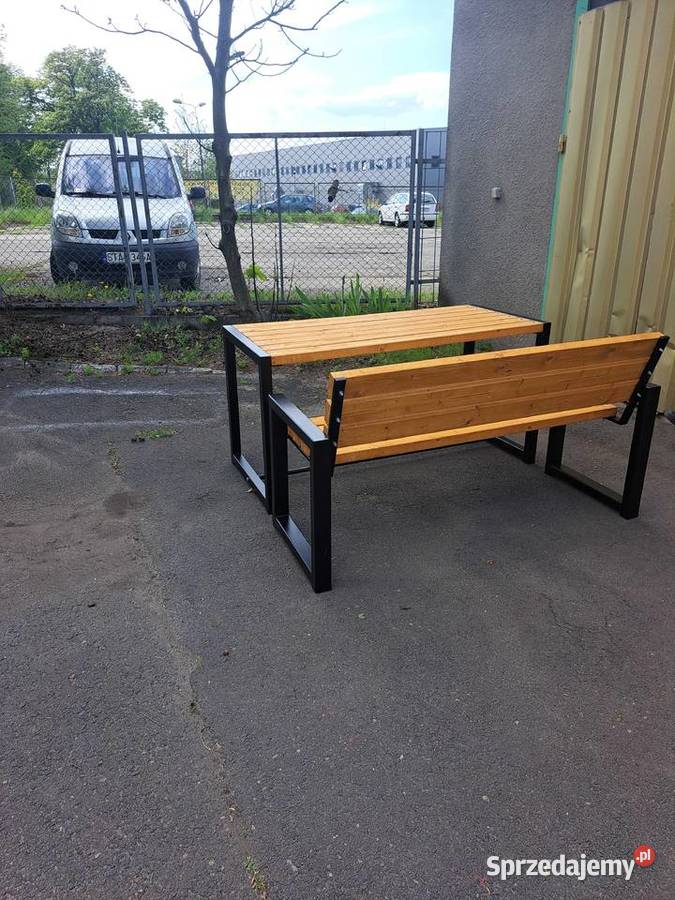 KOMPLET NOWOCZESNYCH MEBLI OGRODOWYCH ŁAWKA I metal Meble ogrodowe Tarnowskie Góry