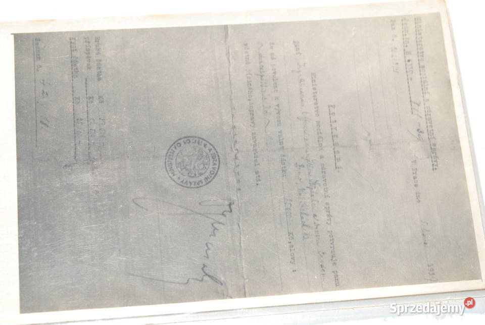 Stary dokument zdjęcie 1939 Czechosłowacja antyk Cieszyn sprzedam