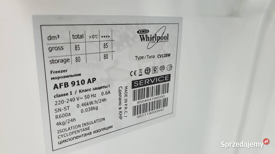 Zamrażarka Whirpool 80 ltr 3 szuflady Dąbrowa Górnicza