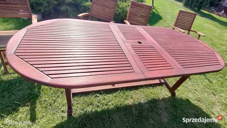 Duży stół tarasowy cztery krzesła łódzkie