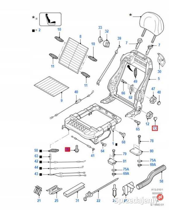 ZAŚLEPKA POKRĘTŁA REGULACJI FOTELA FORD ESCORT