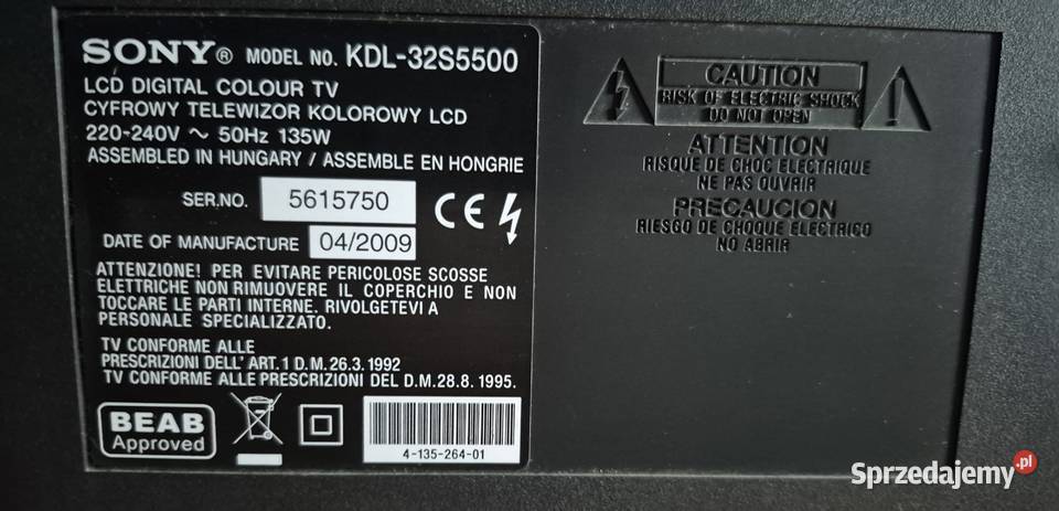 Sony Bravia 32 KDL32S5500 LCD Buczkowice sprzedam