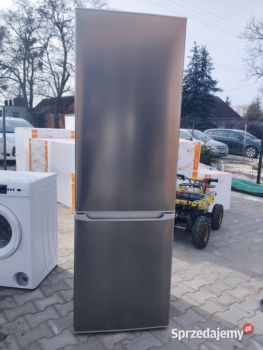Duża srebrna lodówko zamrażarka Szamotuły