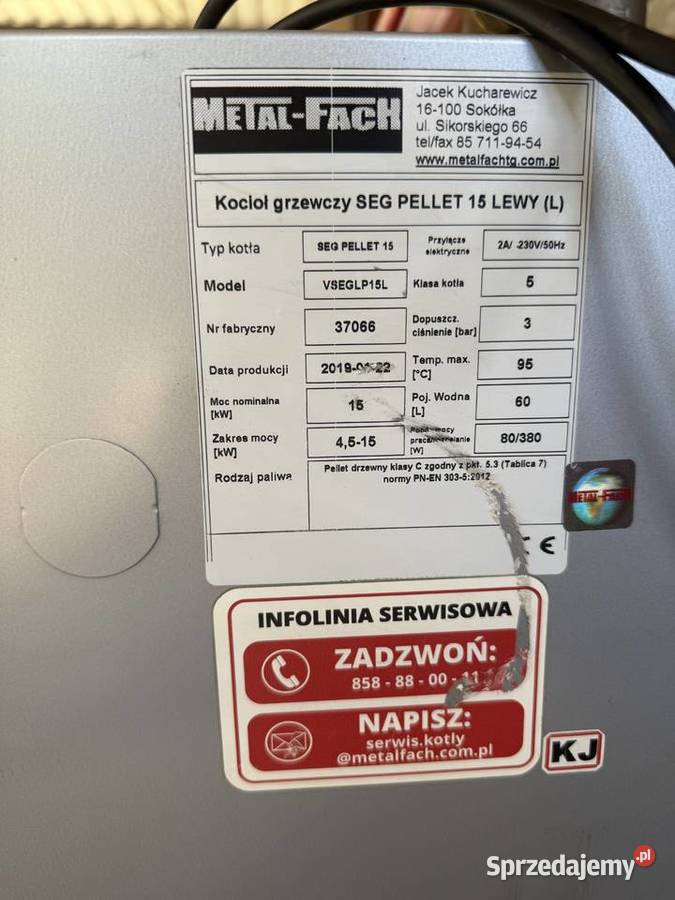 Kocioł Piec METALFACH 15 kW Smart Pellet WF PRO Radomsko sprzedam