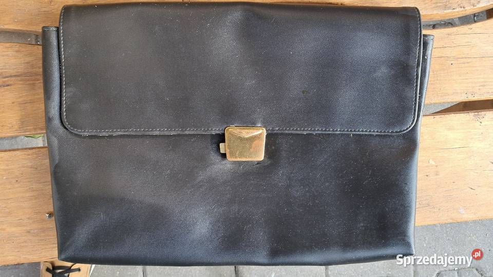 Stara skórzana teczka raportówka Vintage PRL Świecie