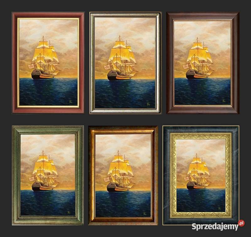 Obraz olejny Żaglowiec wielokolorowy Dekoracje i ozdoby Lublin