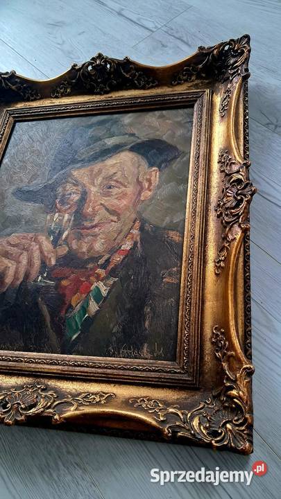 Stary Oryginalny obraz olejny Portret Mężczyzny