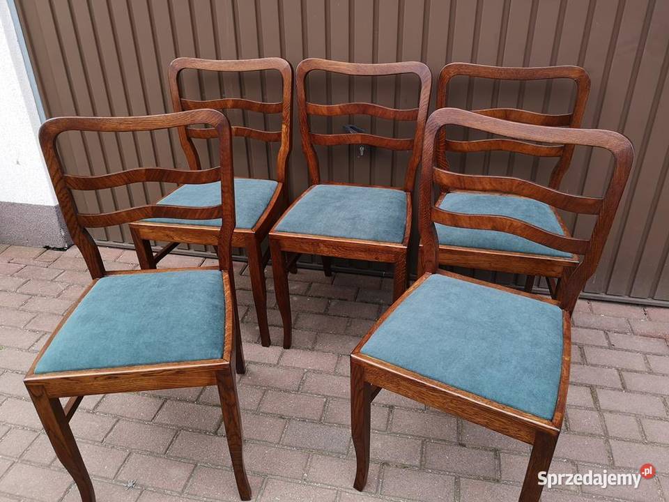Krzesła ARTDECO Stare Antyk Komplet 5 Sztuk Meble Swarzędz