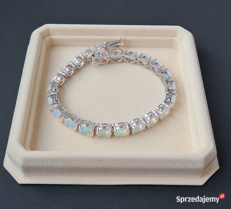 Bransoletka srebro rodowane 925 opale etiopskie Otwock