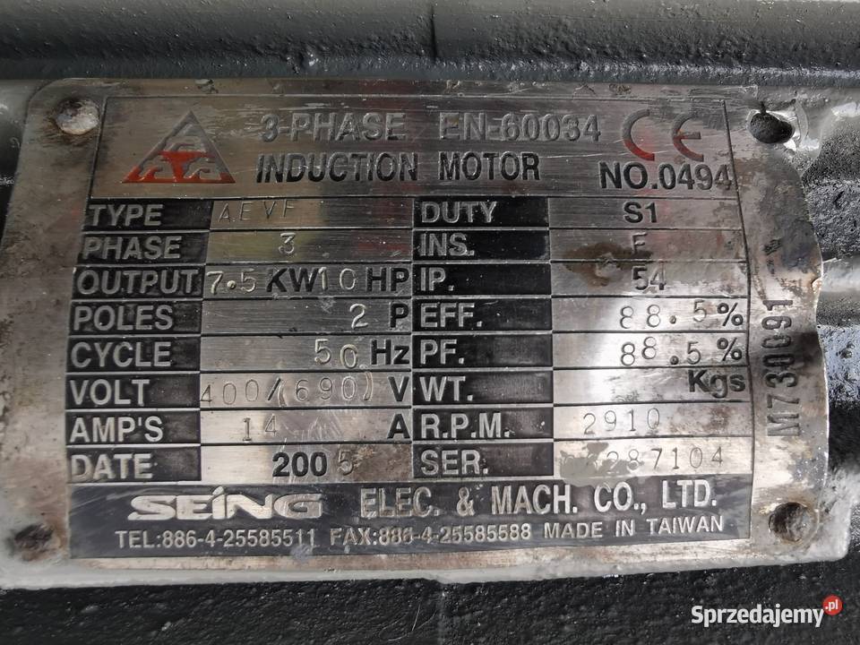 Silnik elektryczny 3 fazowy 380V 75 kW 2910 Pozostałe Ostrów Mazowiecka