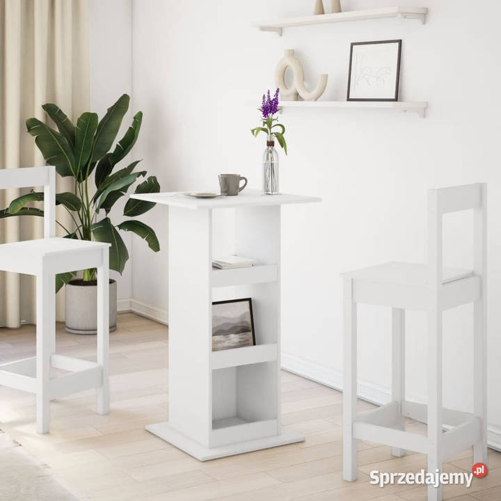 Stolik barowy z półkami biały 60x60x102 WM854328 Warszawa sprzedam