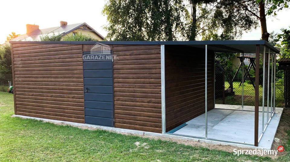 GARAŻ BLASZANY 4x6 SPAD TYŁ BRAMA UCHYLNA WIATA małopolskie Łapanów