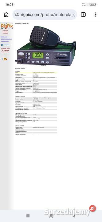 Radiotelefon Motorola GM950 UHF 403470MHz PMR Pozostałe lubuskie Gorzów Wielkopolski sprzedam