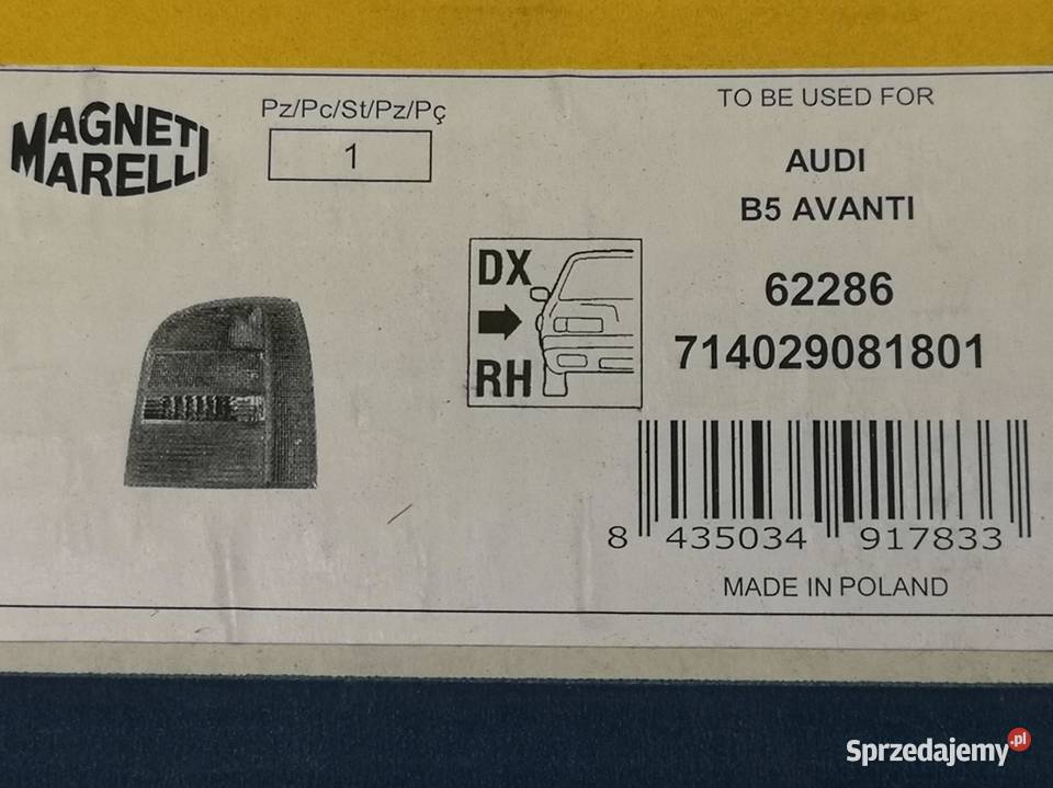 LAMPA PRAWA TYŁ AUDI A4 B5 A6 C5 05 NOWA MAGNETI osobowe