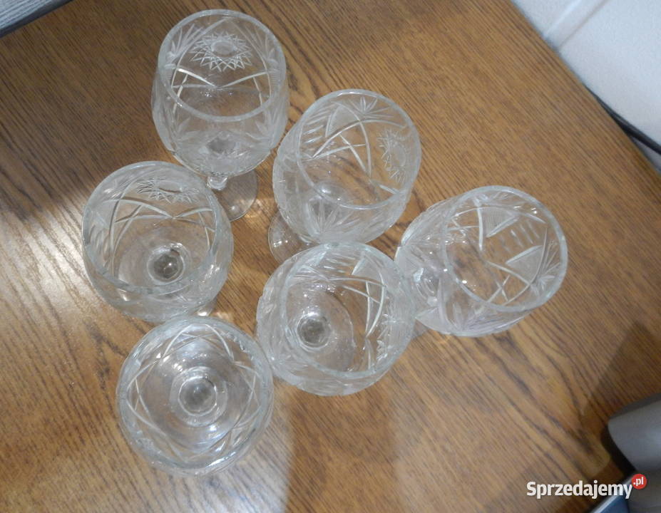Kieliszki kryształowe komplet zestaw 6 PRL Leżajsk