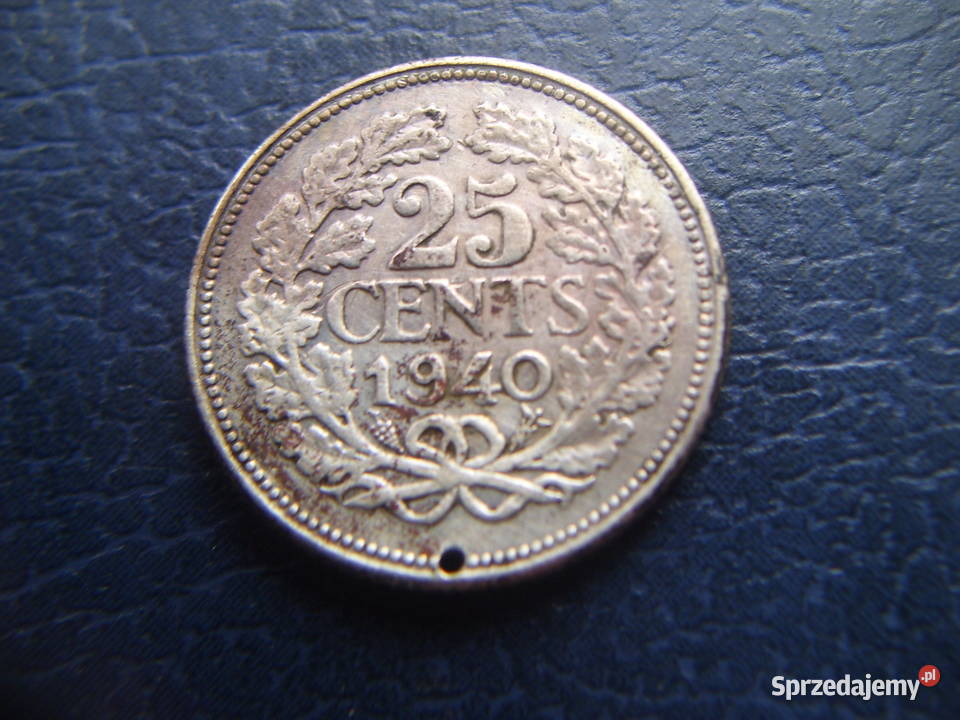 Stare monety 25 cent 1940 Holandia srebro