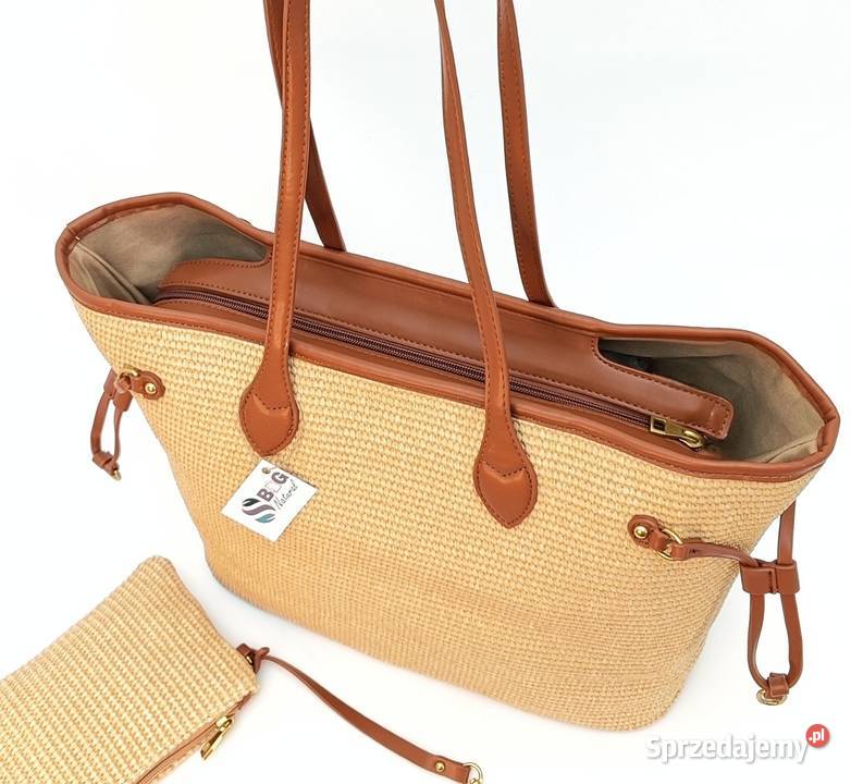 Torebka damska shopper pleciona koszyk na ramię Chełmek