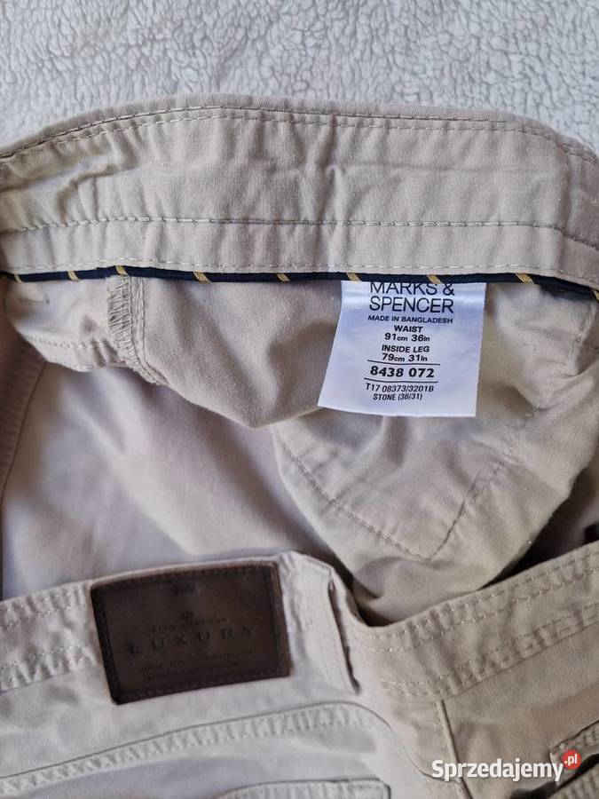 Spodnie beżowe bawełniane męskie chinosy Marks Bibice