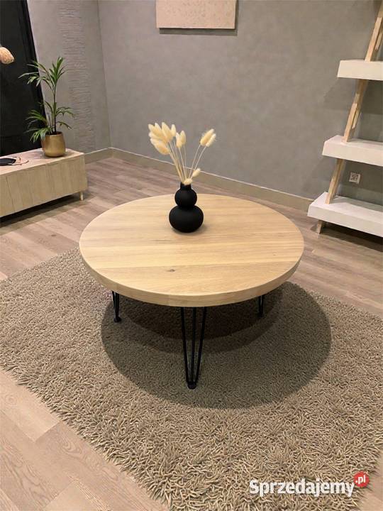 Stolik kawowy dąb bielony średnica 70 wysoki 45