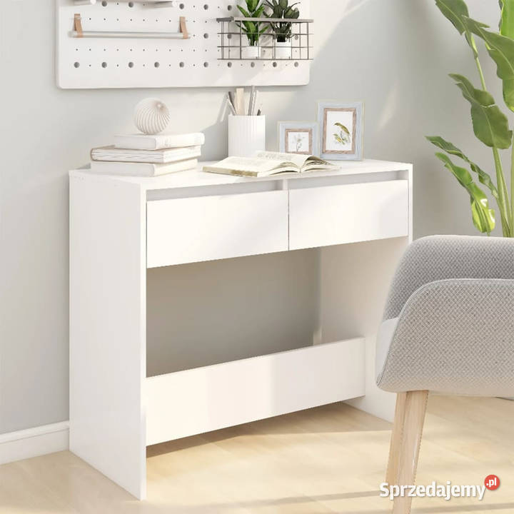 Stolik konsolowy białe 89x41x765 materiał Warszawa
