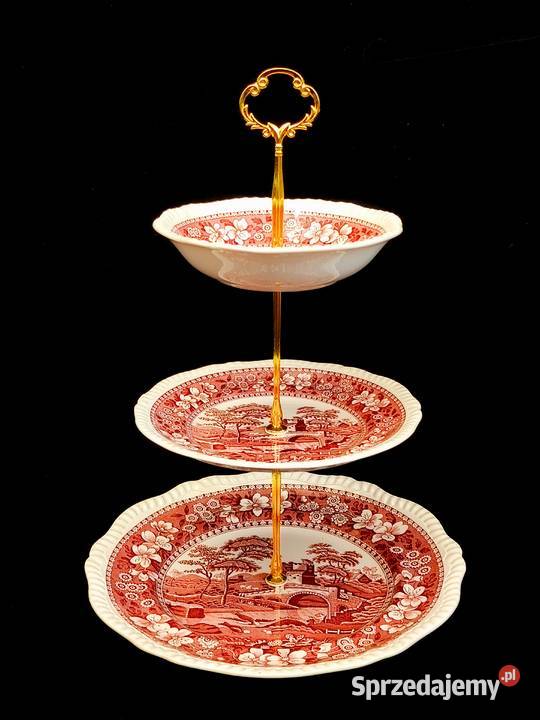 Patera etażerka 3piętrowa Copeland Spodes Tower Porcelana i szkło Chełm