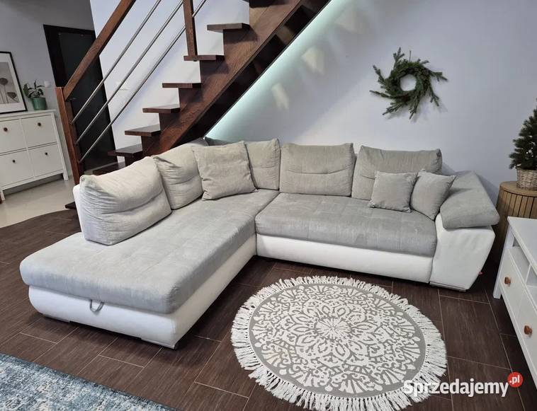 Narożnik Sofa Kanapa Carl II LUX BRW biały szary Turek